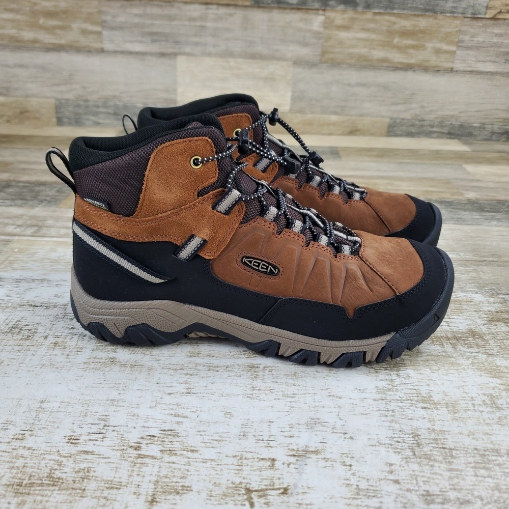 KEEN Targhee IV Kids Mid Top Waterproof Hiking Boots Sz 6 Bison Brindle Suede